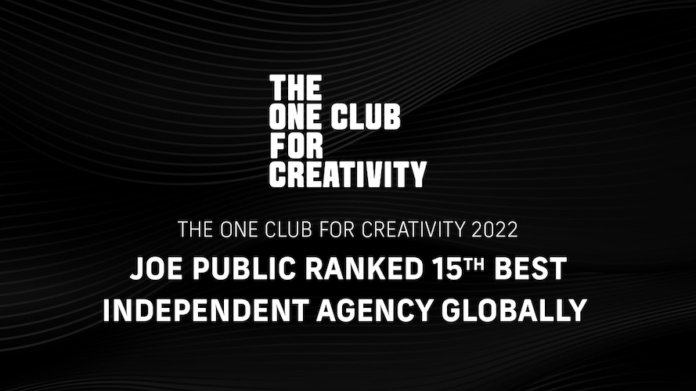 Joe Public Is The Only Agency In Africa To Be Featured In One Club Global Creative Rankings